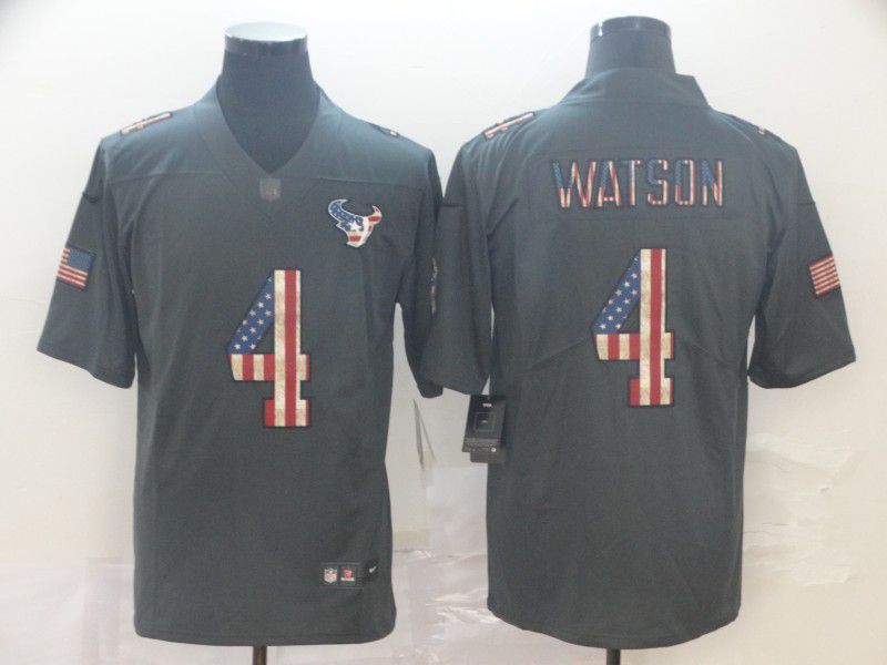 Men Houston Texans #4 Watson Carbon Black Retro USA flag Nike NFL Jerseys->pittsburgh steelers->NFL Jersey